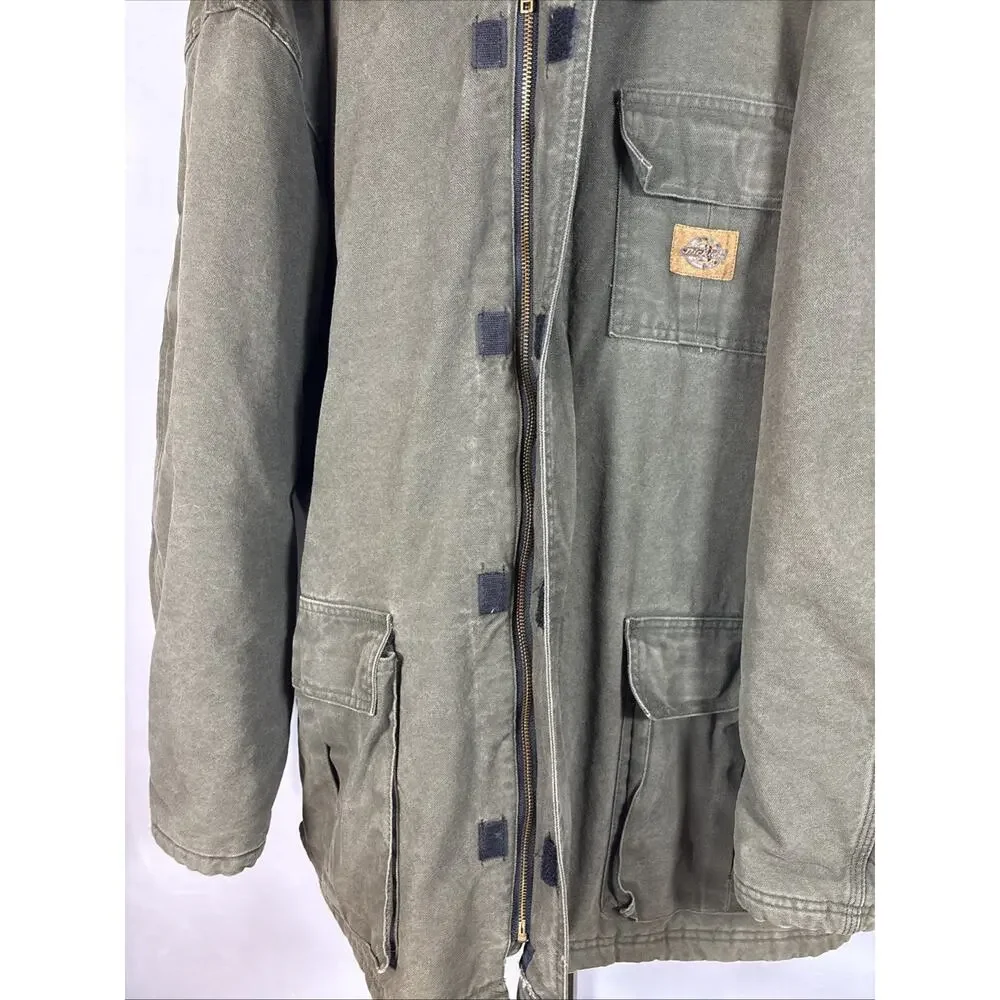 Dickies Duck Canvas Chore Coat Mens 3XL Green VTG Work Jacket Corduroy Collar